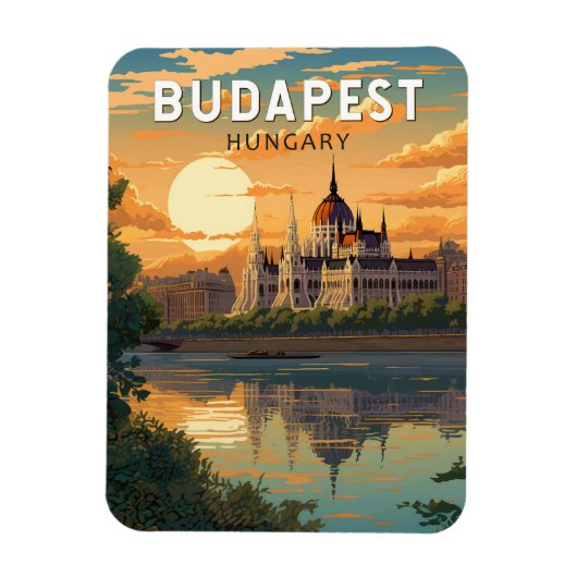 Magnet Flexible Budapest Hongrie Travel Art Vintage (Vertical)