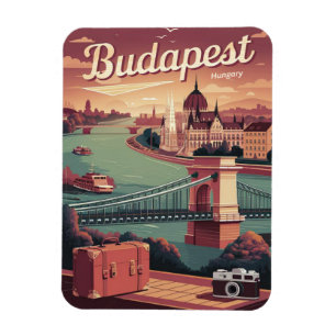 Magnet Flexible budapest hongrie voyage vintage pont elizabeth