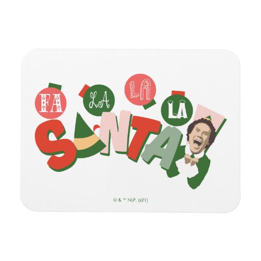 Magnet Flexible Buddy l'Elfe | Fa La La La Père Noël (Horizontal)