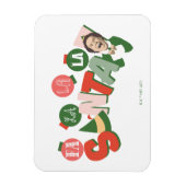 Magnet Flexible Buddy l'Elfe | Fa La La La Père Noël (Vertical)