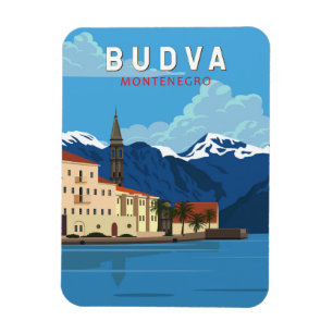Magnet Flexible Budva Montenegro Retro Travel Art Vintage 
