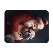 Magnet Flexible Bulldog avec Noël Festif du Père Noël (Horizontal)