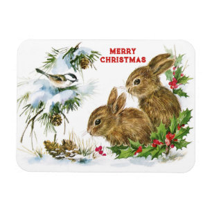 Magnet Flexible Bunnies et oiseaux Profitez de la neige Joyeux Noë