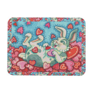MAGNET FLEXIBLE BUNNY RABBIT & COEURS COLORÉS ÉLEVANT VALENTINES