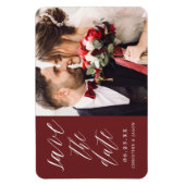 Magnet Flexible Burgundy Elegant Script Photo Enregistrer l'aimant (Vertical)