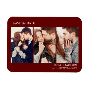 Magnet Flexible Burgundy Marsala Save the Date Three Photo