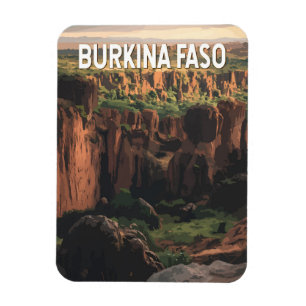 Magnet Flexible Burkina Faso Illustration Voyage Art Vintage