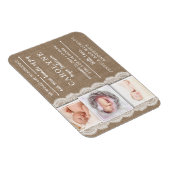 Magnet Flexible Burlap et dentelle rustique | 3 Faire-part de nais (Côté Droit)