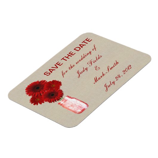 Magnet Flexible Burlap Rustic Red Mason Jar Enregistrer l'aimant D (Côté Gauche)