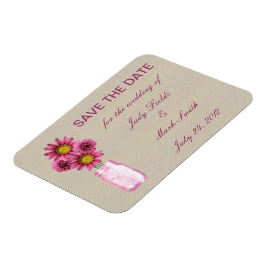 Magnet Flexible Burlap Rustic Rose Mason Jar Enregistrer l'aimant (Côté Gauche)