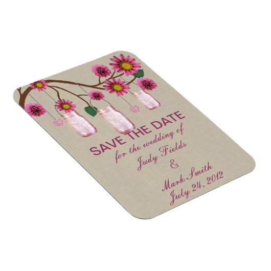 Magnet Flexible Burlap Rustic Rose Mason Jarres Enregistrer l'aima (Côté Droit)