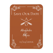 Magnet Flexible Burnt Orange Monogramme et flèches Enregistrer la  (Vertical)