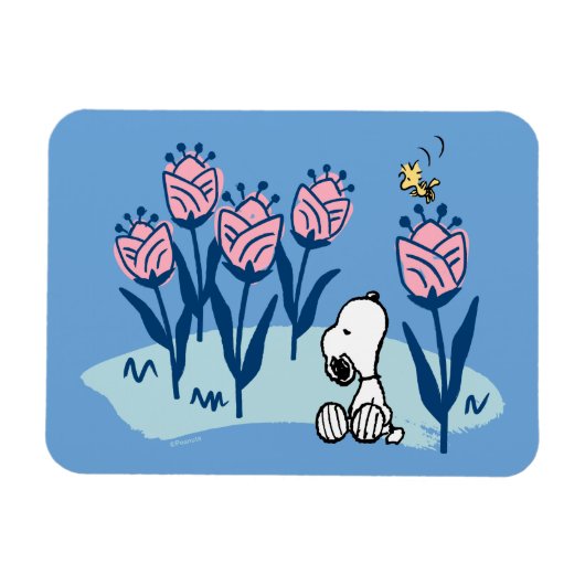 Magnet Flexible cacahuètes | Snoopy & Woodstock Flower Garden (Horizontal)