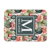 Magnet Flexible Cactus Motif Fleurs roses Monogramme Flexible (Horizontal)