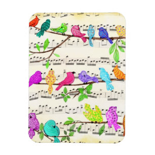 Magnet Flexible Cadeau aimant oiseaux musicaux colorés de printemp