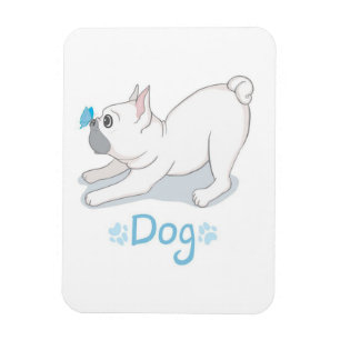 Magnet Flexible Cadeau de chien mignon Chien drôle avec papillon