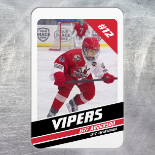 Magnet Flexible Cadeau de hockey sur fond rouge blanc vigoureux