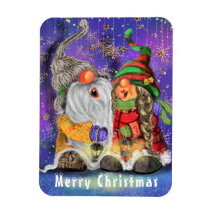 Magnet Flexible Cadeau de Noël avec des Gnomes chantant Couple