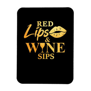 Magnet Flexible Cadeau de Noël Lèvres Rouges Et Gorgées de Vin