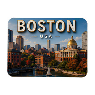 Magnet Flexible Cadeau souvenir de vacances à Boston Massachusetts