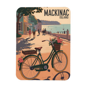 Magnet Flexible Cadeau Vintage Mackinac Island Michigan avec Fleur