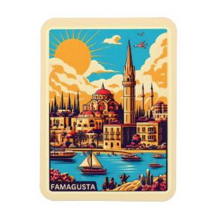 Magnet Flexible Cadeaux de plage de Famagouste de voyage rétro Chy