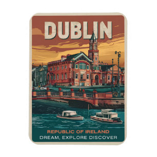 Magnet Flexible Cadeaux de voyage de la ville vintage de Dublin, R