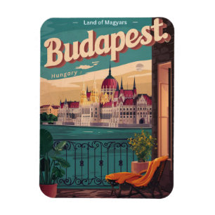 Magnet Flexible Cadeaux de vue sur le balcon vintage Budapest Hong