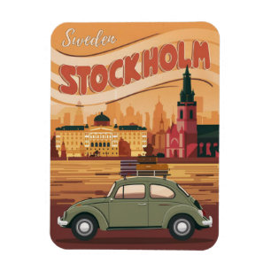 Magnet Flexible cadeaux vintage de voyage à stockholm en suède et