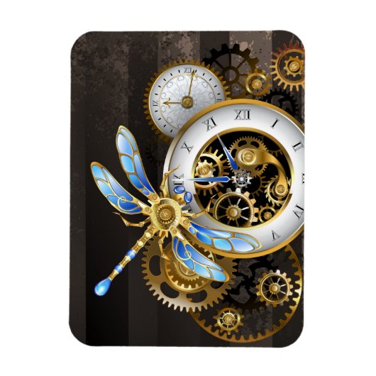 Magnet Flexible Cadran Steampunk avec libellule (Vertical)