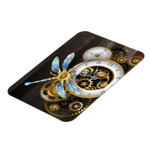 Magnet Flexible Cadran Steampunk avec libellule (Côté Gauche)