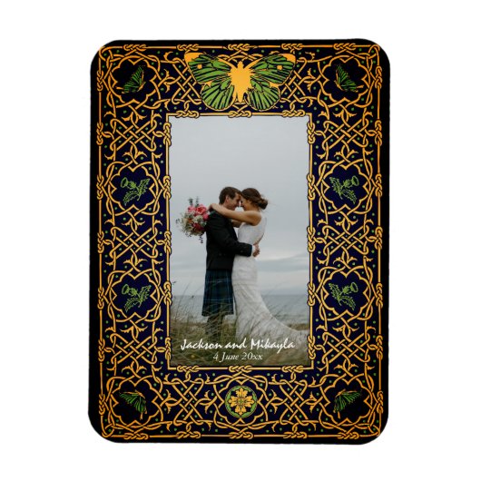 Magnet Flexible Cadre de noeud celtique d'or (Vertical)