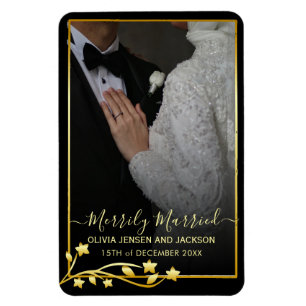Magnet Flexible Cadre de photo de mariage de Noël avec étoiles de