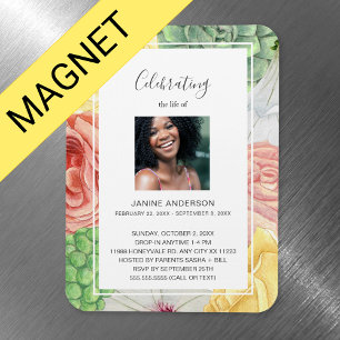 Magnet Flexible Cadre floral aquarelle Photo de célébration de vie