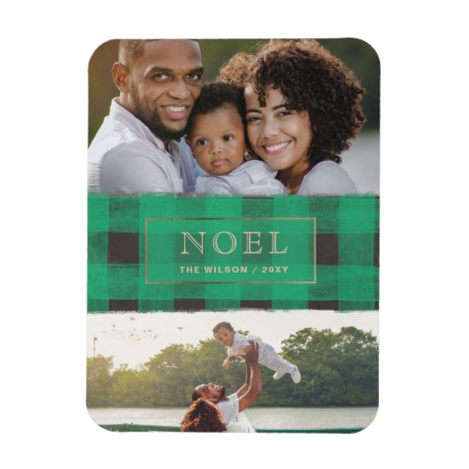 Magnet Flexible Cadre Or Plaid Buffalo Vert NOEL photo multiple (Vertical)
