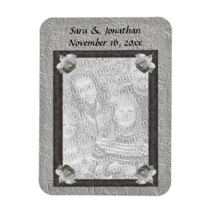 Magnet Flexible Cadre photo Roses blanches Mariage personnalisé