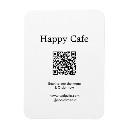Magnet Flexible Cafe restaurant scanner pour voir le menu commande (Vertical)
