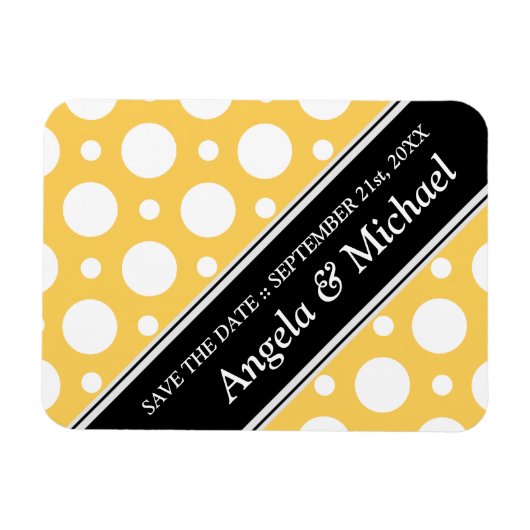 Magnet Flexible Cafe Yellow Assorted Pois Enregistrer la date (Horizontal)