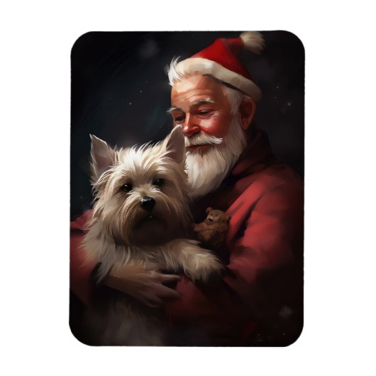 Magnet Flexible Cairn Terrier Avec Noël Festif Du Père Noël (Vertical)