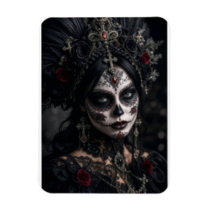 Magnet Flexible Calavera gothique cramoisie – Rose noire