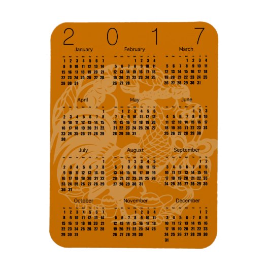 Magnet Flexible Calendrier 2017 du coq de papier Choisir la couleu (Vertical)