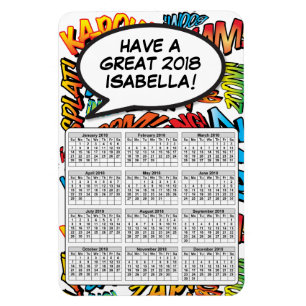 Magnet Flexible Calendrier 2018 de la bulle de BD Pop Art