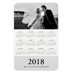 Magnet Flexible Calendrier 2018 élégant gris mou de photo de la