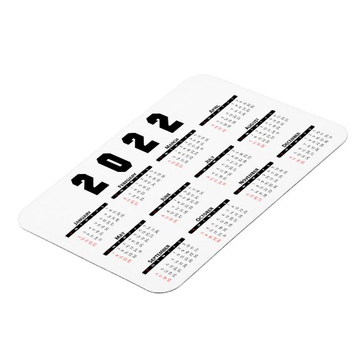 Magnet Flexible Calendrier 2022 (Côté Gauche)