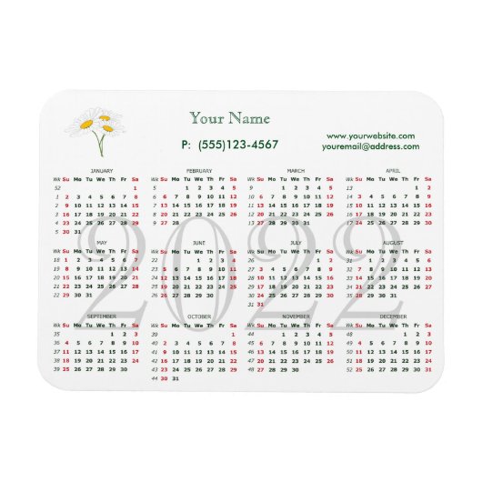 Magnet Flexible Calendrier 2022 pour l'aimant de l'entreprise (Horizontal)