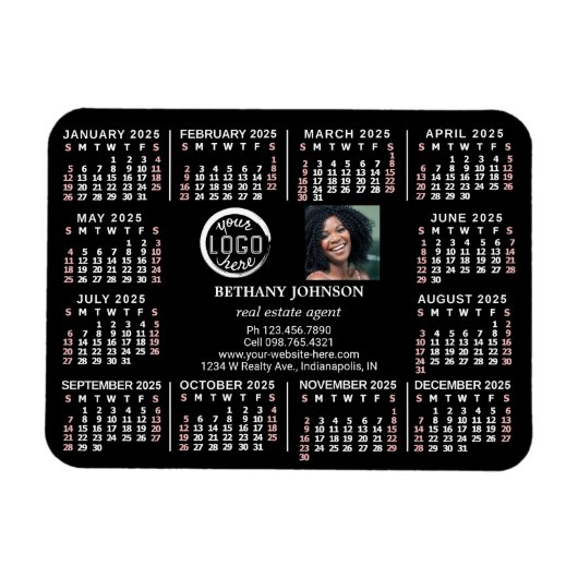 Magnet Flexible Calendrier 2023 Custom Business Logo Photo Texte F (Horizontal)