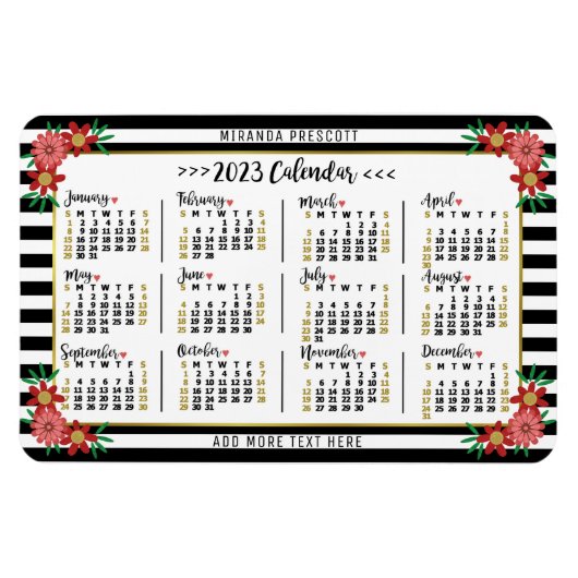 Magnet Flexible Calendrier 2023 (Voir la description pour la versi (Horizontal)