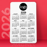 Magnet Flexible Calendrier 2024 avec Logo Basic Black White Minima<br><div class="desc">Un article très utile pour l'école ou le bureau à domicile. Une recherche standard pour votre bureau à domicile ou casier scolaire. Cela montre une vue de l'année complète de toutes les dates.</div>