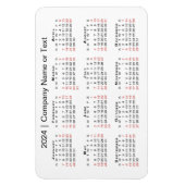Magnet Flexible Calendrier 2024 avec texte personnalisé noir rouge (Vertical)