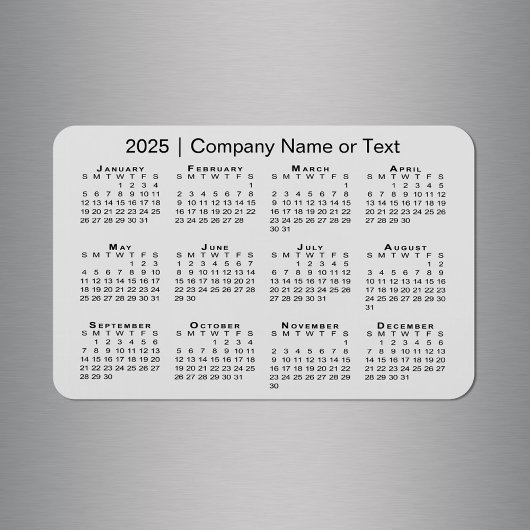 Magnet Flexible Calendrier 2025 avec gris texte personnalisé